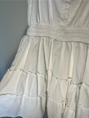 White Tiered Sleeveless Rush Summer Dress thumbnail 4