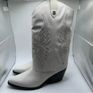 NWB Guess Raegan Fold-Over Cowboy Boots western white size 9 M cowgirl thumbnail 4