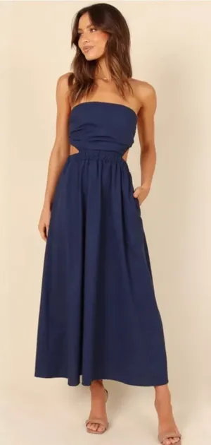 Petal + Pup Strapless Navy Cutout Maxi Dress with Bandeau Top Women’s XL thumbnail 1