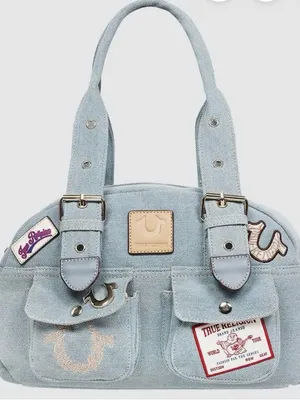 True Religion Light Denim Blue Patchwork Shoulder Bag thumbnail 1