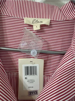 Elan Red & White Stripe Short Sleeve Midi Dress(Size Large) thumbnail 8