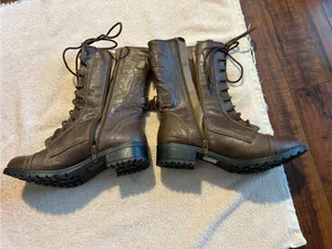 Brown Lace-Up Women’s Combat Boots thumbnail 2