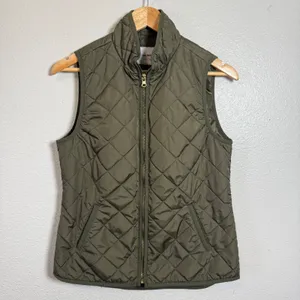 Old Navy Quilted Snap Front Vest Olive Green Size S‎ thumbnail 2