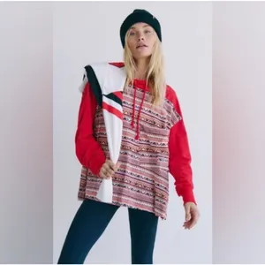 NWT FREE PEOPLE | FP Movement‎ Hot Shot Printed Hooded Layer in Nordic Knit XS thumbnail 5