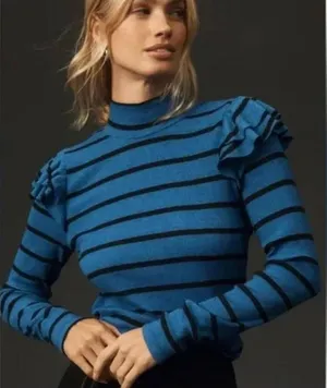 T.La Striped Ruffle Sleeve Top thumbnail 1