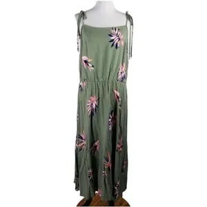 ✨A New Day Printed Olive Leaf Swing Sz Large Green Dress✨ thumbnail 4