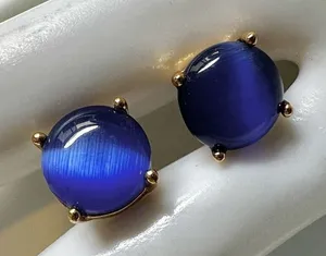 Blue and gold tone post earrings thumbnail 1