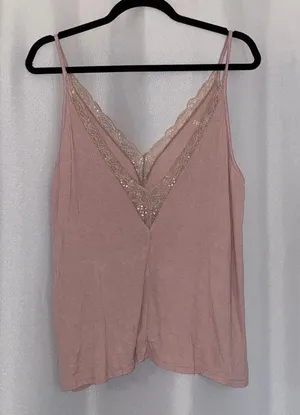 American Eagle Outfitters Pink Lace Tank Top thumbnail 1
