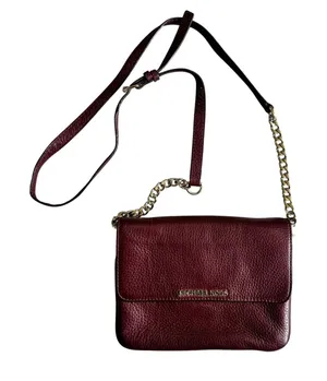 Michael Kors Crossbody Shoulder Bag Leather Burgundy Chain Strap 9x7‎ thumbnail 1