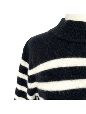 J.Crew Striped Supersoft Sweater Textured Black White Quiet Luxury Size XS thumbnail 11