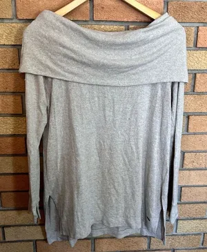 Lucky Brand Off the Shoulder Knit Sweater Beige Size Small thumbnail 1