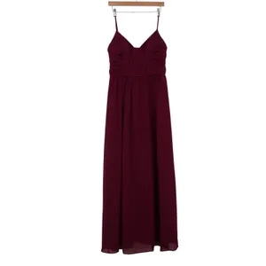 Sorella Vita Burgundy Chiffon Pleated V-Neck Maxi Bridesmaid Dress Mens Size 14 thumbnail 2