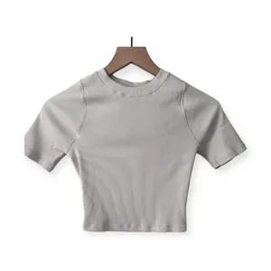 Nike Zenvy Rib Women's Short-Sleeve Cropped Top XS Light Orewood Brown/White thumbnail 5