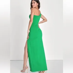 Lulus Green One Shoulder Good Times Only Maxi Dress thumbnail 5