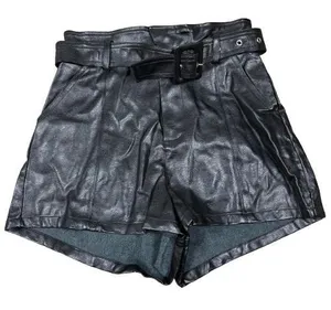 Altar'd State Scarlotte‎ Faux Leather Paperbag Shorts Black Belted Edgy Size XS thumbnail 1