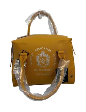 Harry Potter Hufflepuff Hogwarts Bucket Handbag Yellow/ Plaid. NWT thumbnail 1