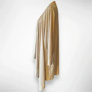 Open Front‎ Lightweight Long Sleeve Draped Apricot Long Cardigan Medium thumbnail 3