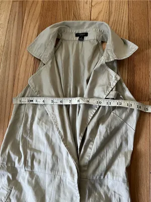 Ann Taylor Safari Beige Khaki Shirt Mini Dress 2 Sleeveless Button Up Preppy thumbnail 5