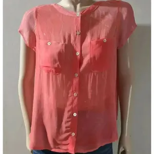 Free People We the Free Viscose Dark Coral Gauze Blouse size M Orange top thumbnail 3