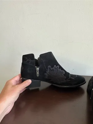 Seychelles Black Suede Embroidered Ankle Boots 8 thumbnail 5
