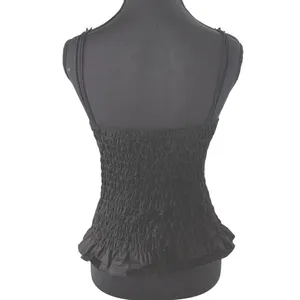 Sexy Witch Black Faux Lace Up Whimsigoth Coquette Dark Fairy Smocked Back Tank thumbnail 3