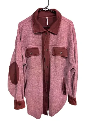 Free People Oversized Bouclé Knit Shacket with Elbow Patches – Size M thumbnail 1