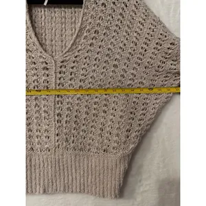 Free People V-Neck Dolman Sweater Oatmeal Beige Open Knit Cotton‎ Blend Size M thumbnail 8