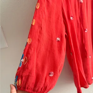 Fig & Flower Anthropologie Red Boho Embroidered Floral Peasant Blouse Womens 2X thumbnail 7