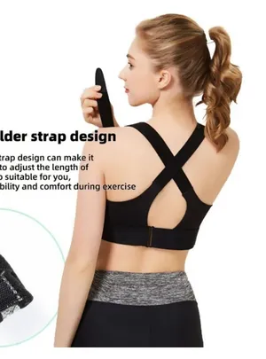 Sports Bras Women's Short Tank Top Zipper Front XL Adjustable Straps black gym thumbnail 13