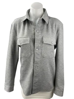 Zara Women's Gray Collared Long Sleeve Pockets Button Down Shirt Coat Jacket S thumbnail 1