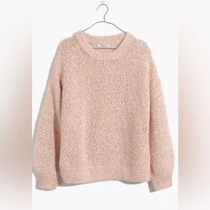 Madewell Light Pink Cotton Wool & Alpaca Blend Crewneck Oversized Baez Sweater thumbnail 4