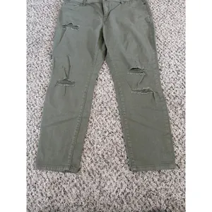 Soho New York &‎ Company Jeans Women's Green Distressed Ankle Legging Size 14 thumbnail 3