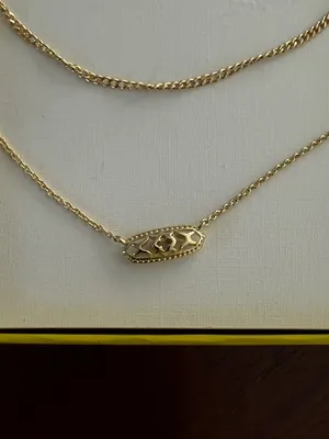 Kendra Scott Emma Filigree Gold Layered Necklace Set Double Chain New thumbnail 2