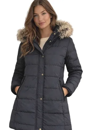 Lauren Ralph Lauren 60% Down Puffer Coat Fur Hood Black XL Winter‎ Parka Jacket thumbnail 1