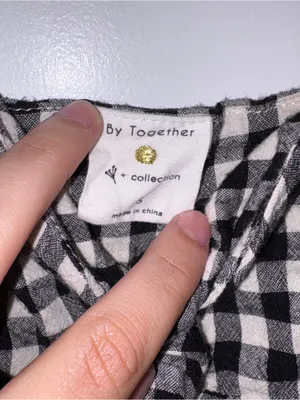 Women’s By Together Black & White Gingham Tie-Front Cropped Tank Size: S thumbnail 3