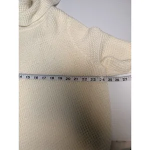 Kate and Sam Overlap Sweater Women’s L Ivory Cowl Neck Waffle Knit Cape Split‎ thumbnail 7