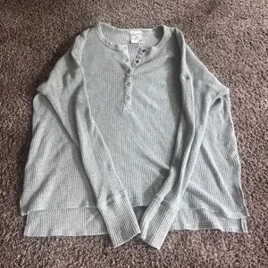 Offline aerie grey waffle long sleeve top thumbnail 1