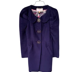 Anthropologie Leifsdottir Navy Blue Fleece Wool Button Up Coat Horse Buttons 6 thumbnail 2
