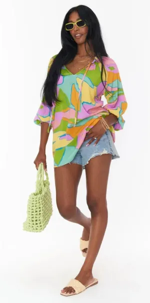 Show Me Your Mumu Summer Sorbet Bright Abstract Char Tunic Swim Coverup thumbnail 1