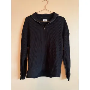 MATE Waffle collared 1/2‎ zip Pullover Size M Black Organic Waffle Sweatshirt thumbnail 5