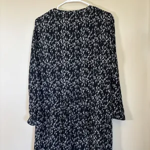 Garnet Hill Shirt Dress Women 4 Black White‎ Floral Long Sleeve V-Neck Pockets thumbnail 10