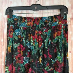 Mudd Y2K Pull On Flare Leg Boho Black Floral Red Tropical Blue Print Pants Sz M thumbnail 7