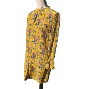 Madewell x Karen Walker Floral Print Dress Mock‎ Neck Long Sleeve Yellow Size 2 thumbnail 3