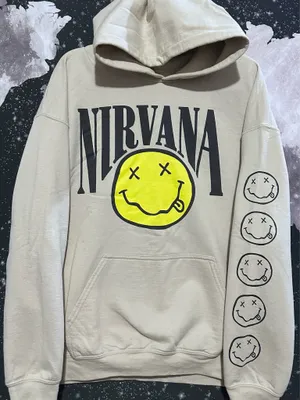 Nirvana Rock Band Smiley Face Logo Hoodie thumbnail 1