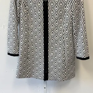 Tahari Arthur S Levine Aztec Diamond Ikat Zip Front Mid Length Jacket Coat Sz 4 thumbnail 5