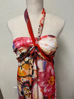 Xhilaration Floral Halter Maxi Dress Size Medium thumbnail 2