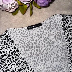 Brandy Melville Black and White Dotted Wrap Top thumbnail 11