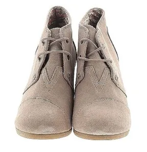 Toms Woman’s Grey Lace Up Ankle Wedge Boots Size 9.5 thumbnail 1