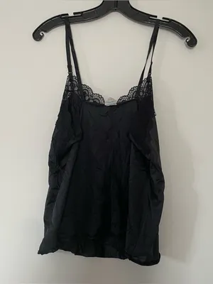 Vintage Black Lace Cami Top Womens Large Romantic 90s Lingerie thumbnail 2