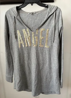 Victoria's Secret Gray Top with Gold Sequin Detail thumbnail 1